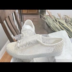 Rhinestone and lace wedding sneakers
